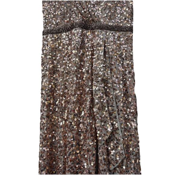 Mac Duggal V-Neck Slit Sequined Wrap Gown Size 4 Rose Copper Prom Dress Wedding - Picture 8 of 16